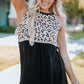 Leopard Spliced Ruched Tank Top