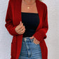 Ribbed Trim Longline Cardigan with Pockets