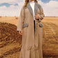 Full Size Two-Tone Ruffle Hem Longline Coat with Pockets