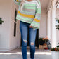 Striped Exposed Seam Bell Sleeve Sweater