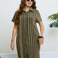 Plus Size Striped Short Sleeve Shirt Dress