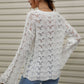 Openwork Dropped Shoulder Knit Top