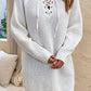 Lace-Up Balloon Sleeve Sweater Dress