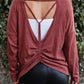 Open Back Gathered Detail Round Neck Top