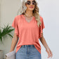 Notched Neck Flutter Sleeve Tee