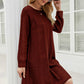 Cable-Knit Raglan Sleeve Round Neck Sweater Dress