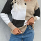 Color Block Ribbed Trim Round Neck Knit Pullover