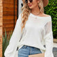 Openwork Round Neck Dropped Shoulder Knit Top