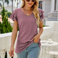 Eyelet Layered Flutter Sleeve V-Neck Top