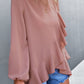 Asymmetrical Ruffle Trim Tunic Blouse