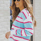 Striped Drawstring Hooded Sweater