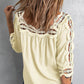 Crochet Openwork Three-Quarter Sleeve Blouse