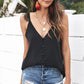 Buttoned Lace Trim Plunge Cami