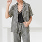 Striped Short Sleeve Shirt, Pants, and Cami Pajama Set