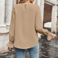 Round Neck Long Flounce Sleeve Blouse