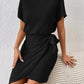 Ribbed Boat Neck Short Sleeve Dress