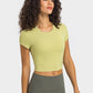 Round Neck Short Sleeve Cropped Sports T-Shirt