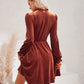 Long Flounce Sleeve A-Line Dress