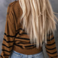 Striped Button Detail Mock Neck Sweater