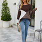 Color Block Rib-Knit Round Neck Sweater