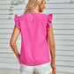 Ruffled Flutter Sleeve Lace Yoke Blouse