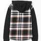 Plaid Drawstring Button Front Hooded Jacket