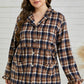 Plus Size Plaid Buttoned Collared Shacket