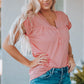 Women Buttoned Roll-Tab Sleeve Tee Shirt