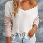 Fringe Hem Rib-Knit Sweater