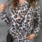 Animal Print Buttoned Drawstring Hoodie