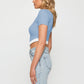 Contrast Trim Pointed Hem Ribbed Crop Top
