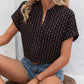 Printed Notched Neck Short Sleeve Top