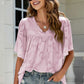 Applique Frill Trim Flutter Sleeve Blouse