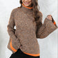 Contrast High Neck Sweater