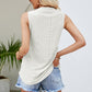 Notched Neck Curved Hem Eyelet Tank