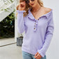 Half-Button Frill Trim Raglan Sleeve Sweater