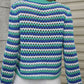 Striped Openwork Long-Sleeve Knit Pullover