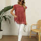 Swiss Dot Round Neck Tiered Blouse