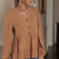 Buttoned V-Neck Puff Sleeve Tiered Blouse