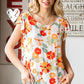 Floral Flutter Sleeve Round Neck Blouse
