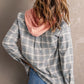 Plaid Drawstring Hooded Shirt Jacket