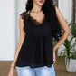 Eyelash Trim Spliced Lace V-Neck Tank