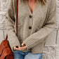 Ribbed Trim Button Down Cardigan with Pockets