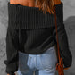 Ribbed Knit Fold-Over Sweater
