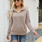 Quarter-Zip Rib-Knit Collared Sweater