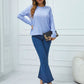 Eyelet Round Neck Long Sleeve Top