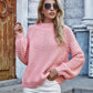 Openwork Chunky Knit Lantern Sleeve Sweater