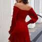 Off-Shoulder Smocked Ruffle Hem Dress