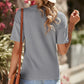 Button Detail Dropped Shoulder Waffle Knit Top
