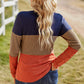 Color Block Spliced Lace Sleeve Ribbed Top